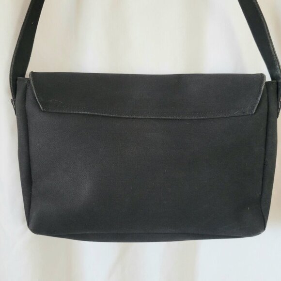 Lauren Ralph Lauren Bag Black Canvas Messenger Single Strap Y2k Academia Preppy - Picture 10 of 12